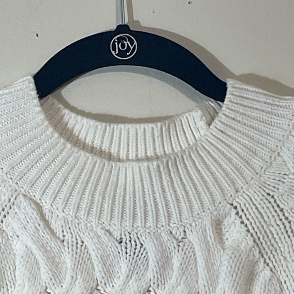 GAP Cable‎ Knit Fisherman's Sweater Women's White Crew Neck Cotton Size XS - Picture 5 of 11